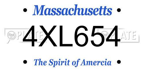 4XL654 Massachusetts License Plate