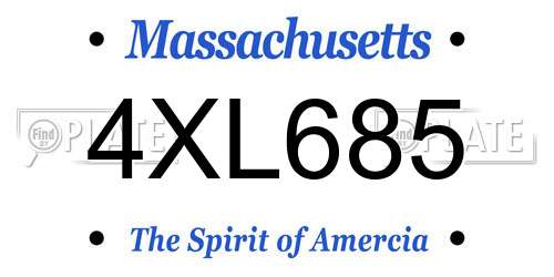 4XL685 Massachusetts License Plate