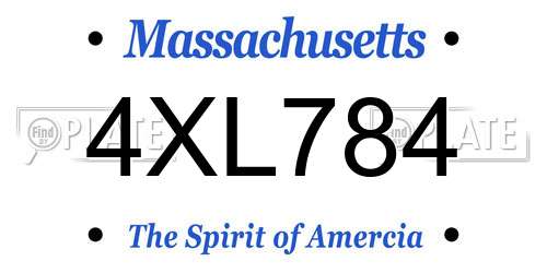 4XL784 Massachusetts License Plate