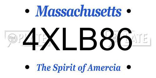 4XLB86 Massachusetts License Plate