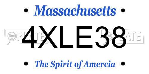 4XLE38 Massachusetts License Plate