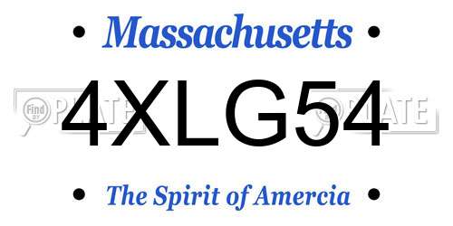 4XLG54 Massachusetts License Plate