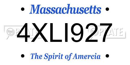 4XLI927 Massachusetts License Plate