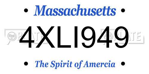 4XLI949 Massachusetts License Plate