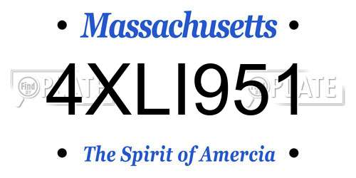 4XLI951 Massachusetts License Plate