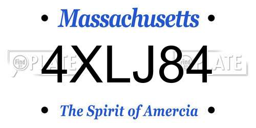 4XLJ84 Massachusetts License Plate