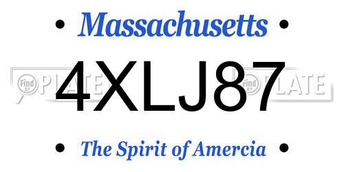 4XLJ87 Massachusetts License Plate