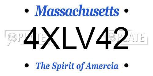 4XLV42 Massachusetts License Plate