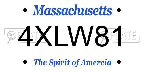 4XLW81 Massachusetts License Plate
