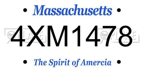 4XM1478 Massachusetts License Plate