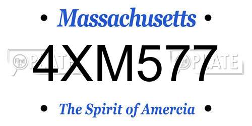 4XM577 Massachusetts License Plate