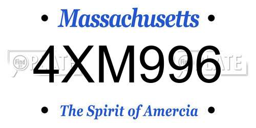 4XM996 Massachusetts License Plate