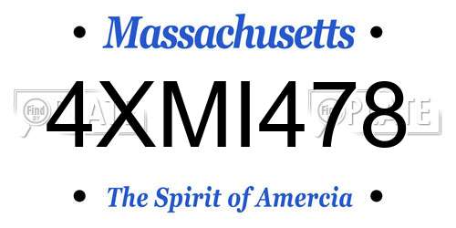 4XMI478 Massachusetts License Plate