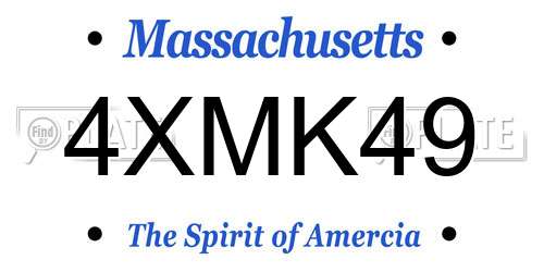 4XMK49 Massachusetts License Plate