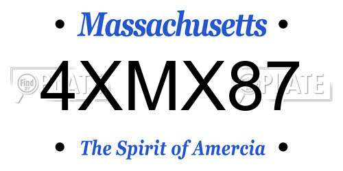 4XMX87 Massachusetts License Plate