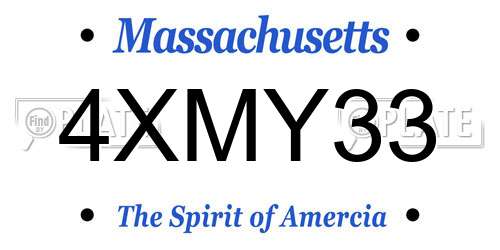 4XMY33 Massachusetts License Plate