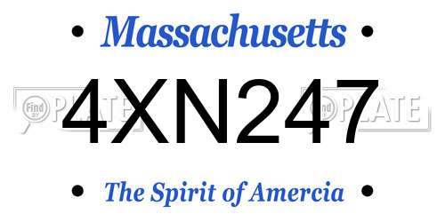 4XN247 Massachusetts License Plate