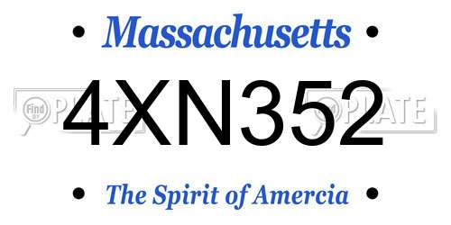 4XN352 Massachusetts License Plate