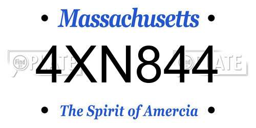 4XN844 Massachusetts License Plate