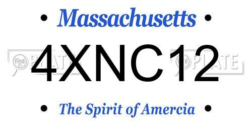 4XNC12 Massachusetts License Plate
