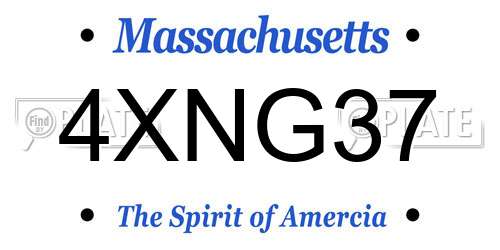 4XNG37 Massachusetts License Plate