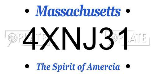 4XNJ31 Massachusetts License Plate