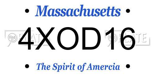 4XOD16 Massachusetts License Plate