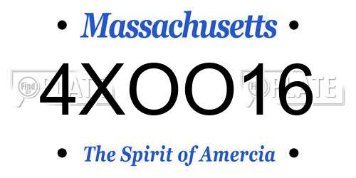 4XOO16 Massachusetts License Plate