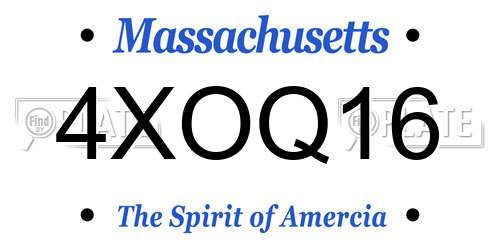 4XOQ16 Massachusetts License Plate