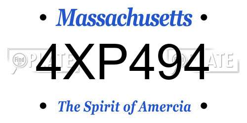 4XP494 Massachusetts License Plate