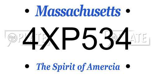 4XP534 Massachusetts License Plate