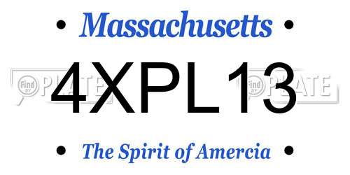 4XPL13 Massachusetts License Plate
