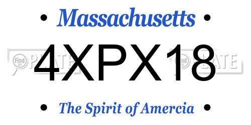 4XPX18 Massachusetts License Plate