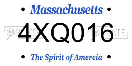 4XQ016 Massachusetts License Plate