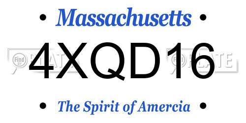 4XQD16 Massachusetts License Plate