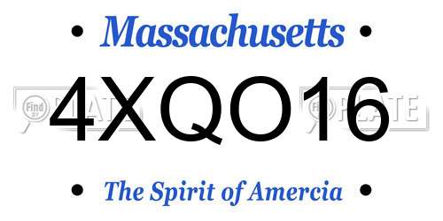 4XQO16 Massachusetts License Plate