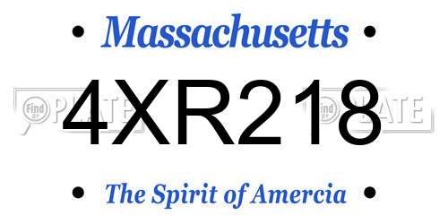 4XR218 Massachusetts License Plate