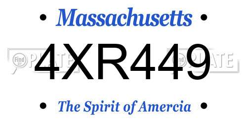 4XR449 Massachusetts License Plate
