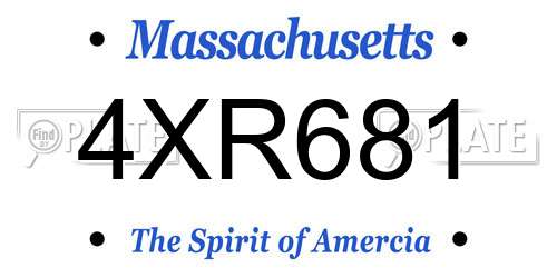 4XR681 Massachusetts License Plate