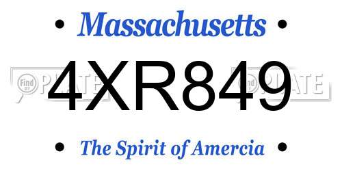 4XR849 Massachusetts License Plate