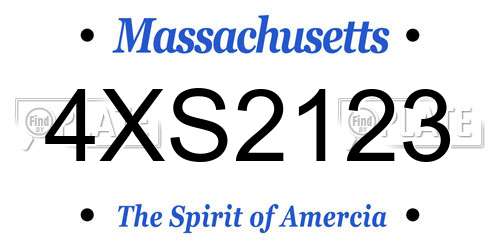 4XS2123 Massachusetts License Plate