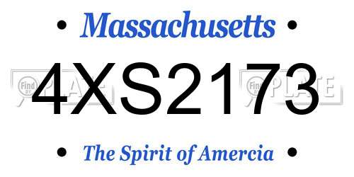 4XS2173 Massachusetts License Plate