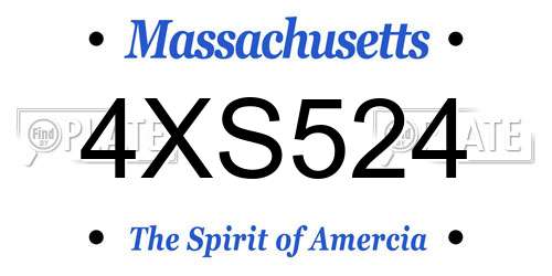 4XS524 Massachusetts License Plate