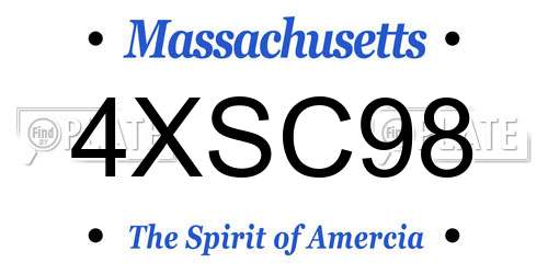 4XSC98 Massachusetts License Plate