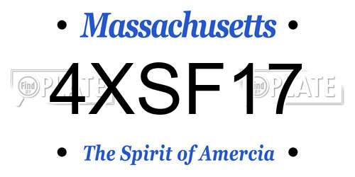 4XSF17 Massachusetts License Plate