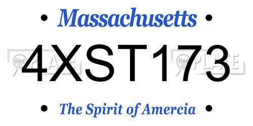 4XST173 Massachusetts License Plate