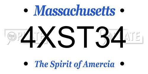 4XST34 Massachusetts License Plate