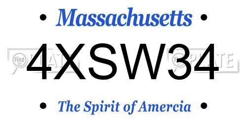4XSW34 Massachusetts License Plate