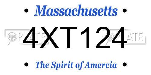 4XT124 Massachusetts License Plate