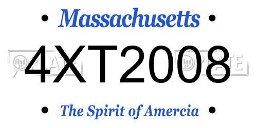 4XT2008 Massachusetts License Plate